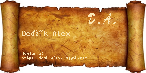 Deák Alex névjegykártya
